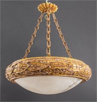 Art Deco Giltwood and Alabaster Plafonnier, 1920s