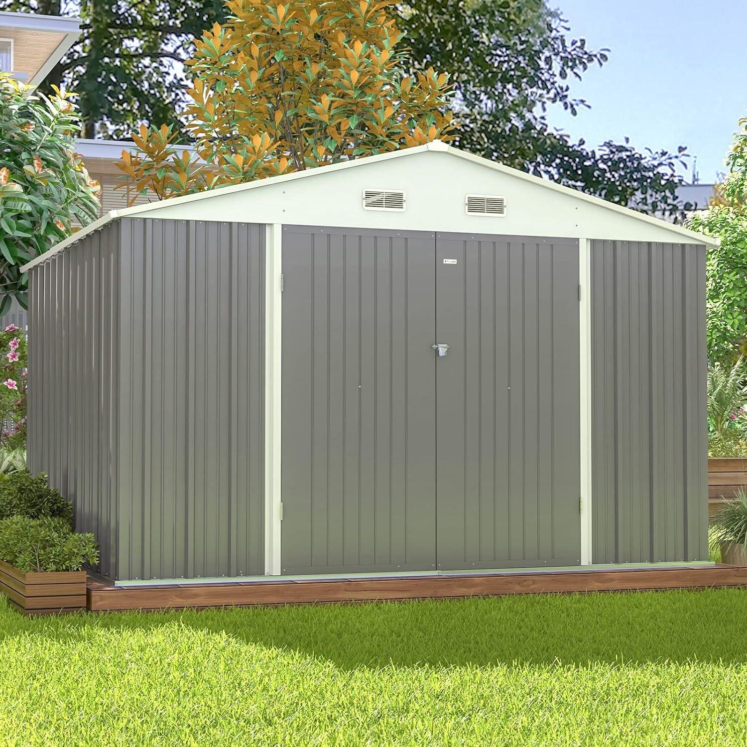 Patiowell 10x8 FT Outdoor Storage Shed  Gray