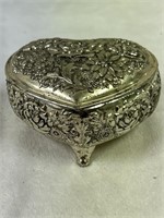 Vintage Silver Plated Heart Shaped Trinket Box