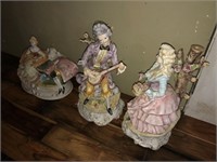 (3) Capodimonte Figurines (Formerly Lamps)