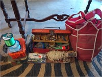 Tackle box with contents, asst fishing items