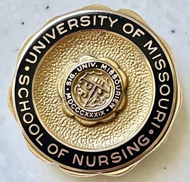 10K gold U of MO School of Nursing pin