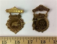 (2) Victorian era souvenir pins medals Odd