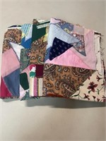 4 QUILTED STRIPS AND EMBROIDERED FABRIC