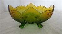 Vintage Green / Yellow Footed Fruit Bowl