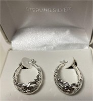 E2) Gorgeous sterling silver cut hoops
