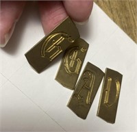 E2) Vintage brass letterpress letters,2-G’s,1-A &