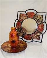 Decorative Fall Colors Mirror, Vase, & Tray