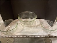 Three glass  mixing bowls