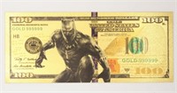 100 Usd Black Panther 24k Gold Foil Bill