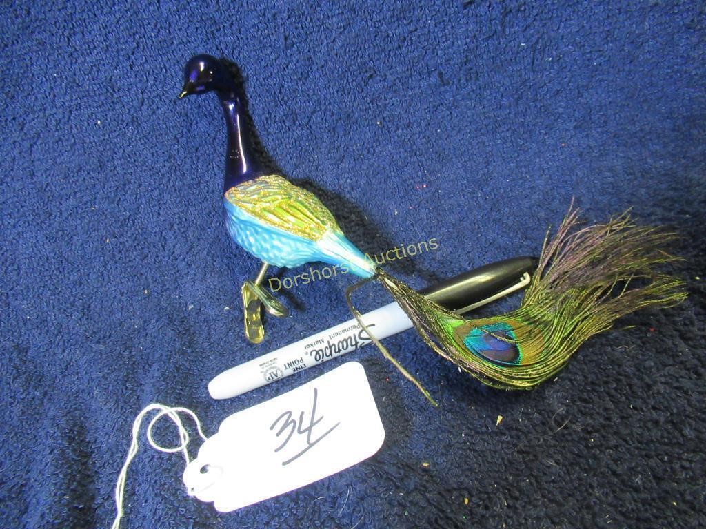 OLD WORLD CHRISTMAS PEACOCK - GLASS