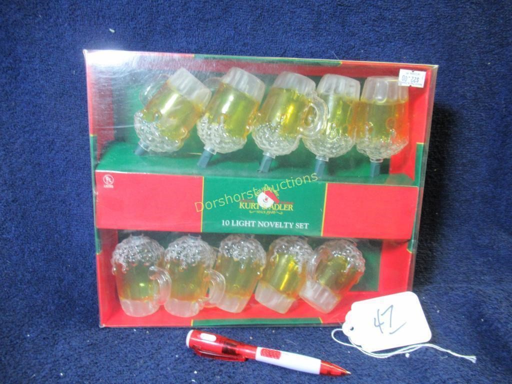 KURT ADLER 10-LIGHT NOVELTY SET - BEAR MUGS + BOX