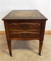 QUALITY LEATHER TOP 2 DRAWER SIDE STAND