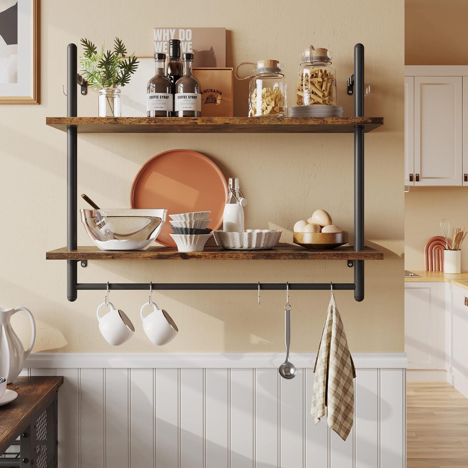 Bestier Pipe Shelf Industrial Floating Shelving 31