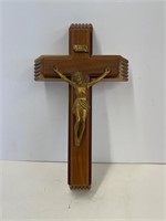 Large Catholic Walnut Wood Sick Call Crucifix, 12"