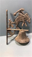 Cast iron bell.  Cowboy on horse