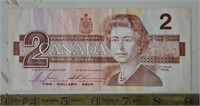 1986 Canada 2 dollars bank note