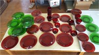 Lot of Colored Glass Plates