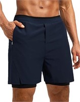 SIZE : M - Pudolla Men's 2 in 1 Running Shorts 7"