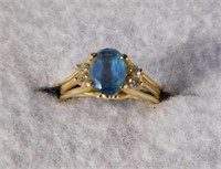 14kt Blue Topaz and Diamond Ring
