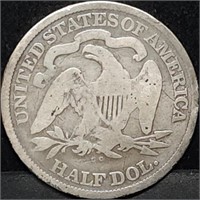 1877-CC Seated Liberty Silver Half Dollar Carson