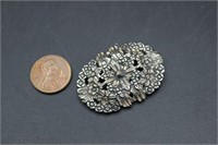 Vintage Sterling Silver Floral Brooch