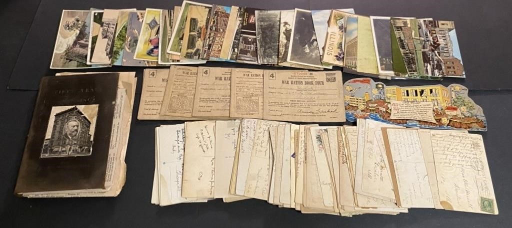WW2 War Ration Stamp Booklets, Assorted Postcards