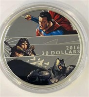 2016 $30 2 Oz Fine Silver Batman vs Superman Coin