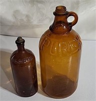 Vintage Amber Glass Laundry Jugs x2