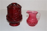 Vintage Crystal Carnival Glass Candle Holder , Pit