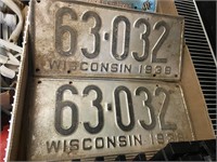 Wisconsin license plates 1938 set