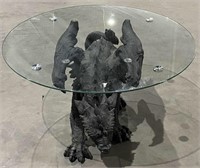 Glass-Top Dragon Sculpture Coffee Table- See Notes