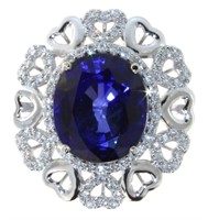 14k Gold 23.07 ct Sapphire & Diamond Ring