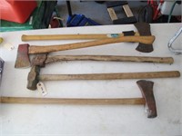 LOT OF 4 AXES, AND SLEDGE