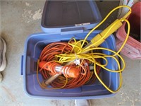 TUB FULL OF EXT, CORDS AND LIGHTS