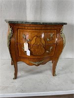 Bronze Ormalu Marble Top Bombe Chest - Wear