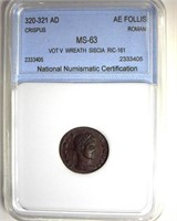 320-321 AD Crispus NNC MS63 AE Follis