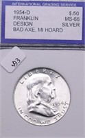 1954 D IGS MS66 FRANKLIN HALF DOLLAR