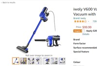 iwoly V600 Vacuum Cleaner Corded Bagless Stick