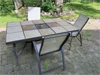 PATIO TABLE AND CHAIRS TILE TOP TABLE