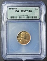 1939-S WHEAT CENT ICG MS-67 RD