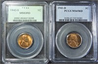 1940-S & 1941-D PCGS GRADED WHEAT CENTS