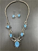 NATIVE SILVER NECKLACE WITH EARRNGS