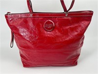 Coach Red Patent Leather Bag - Signature Stitching