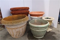 6 Planters/Pots(largest 20"D-not terracotta)