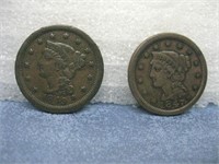 1847 & 1849 Braided Hair Large Cents