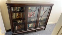 Antique Wooden 3 Door Glass Bookcase