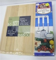New Wooden Cutting Board & Stainless Kitchen Set