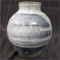 Signed vintage glazed pottery vase