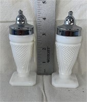 Vintage milk glass salt and pepper shakers